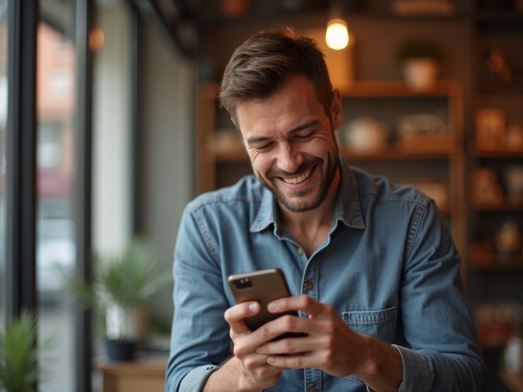 Imprenditore che guarda il suo nuovo sito sul telefono